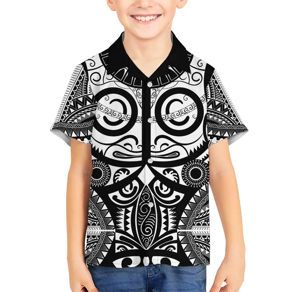 Marquesas Islands Kid Hawaiian Shirt Marquesan Tattoo Black White Color LT14 Kid Black - Polynesian Pride