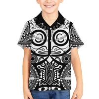 Marquesas Islands Kid Hawaiian Shirt Marquesan Tattoo Black White Color LT14 Kid Black - Polynesian Pride