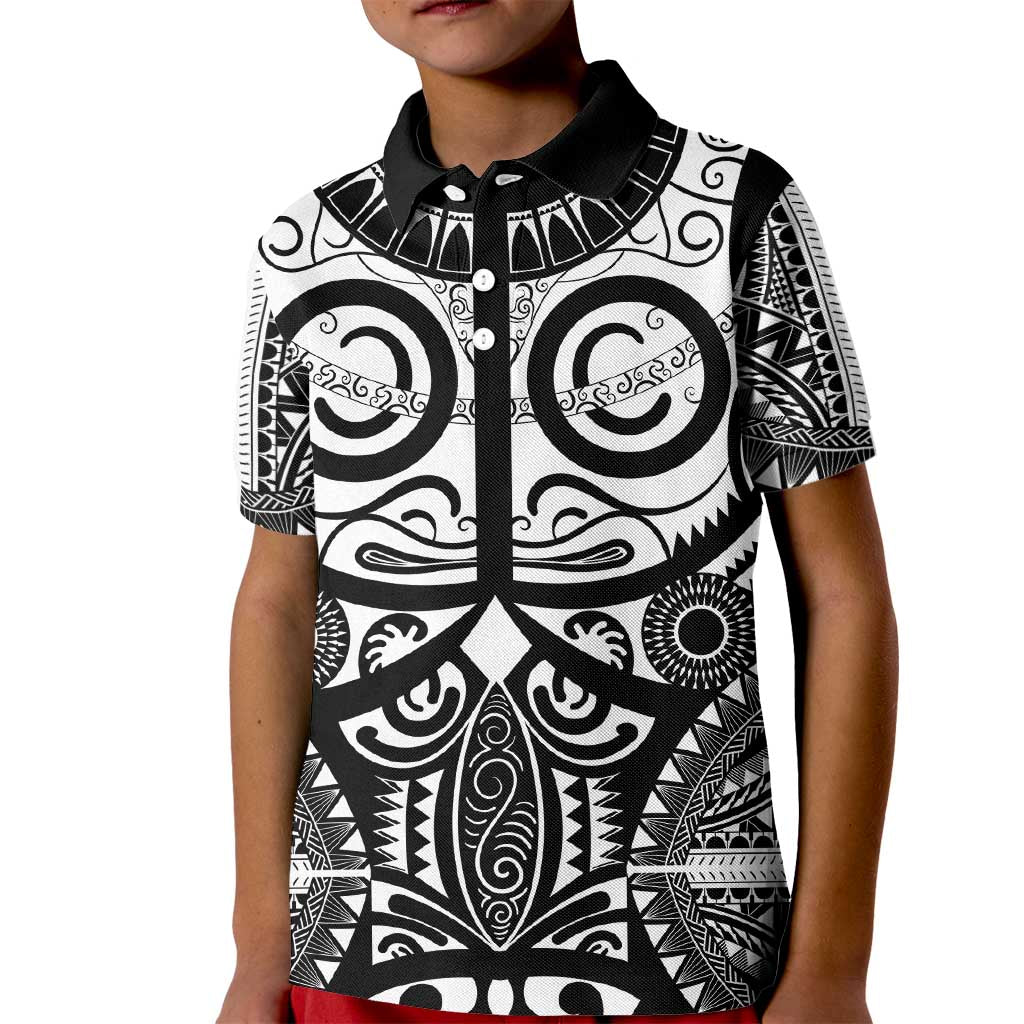 Marquesas Islands Kid Polo Shirt Marquesan Tattoo Black White Color LT14 Kid Black - Polynesian Pride