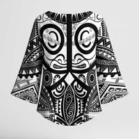 Marquesas Islands Kimono Sleeve Blouse Marquesan Tattoo Black White Color LT14 - Polynesian Pride