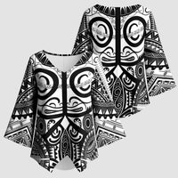 Marquesas Islands Kimono Sleeve Blouse Marquesan Tattoo Black White Color LT14 - Polynesian Pride