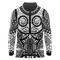 Marquesas Islands Long Sleeve Polo Shirt Marquesan Tattoo Black White Color LT14 - Polynesian Pride