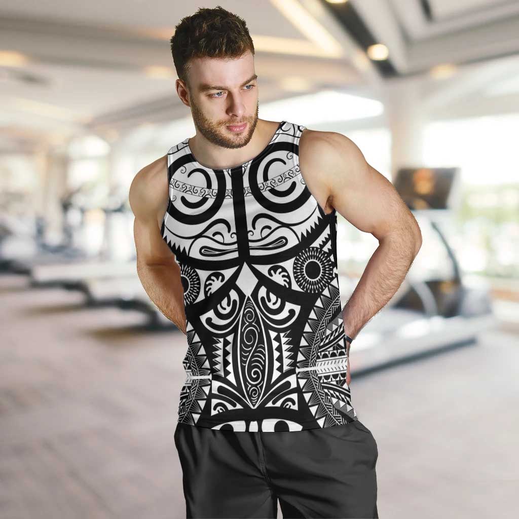 Marquesas Islands Men Tank Top Marquesan Tattoo Black White Color LT14 Black - Polynesian Pride