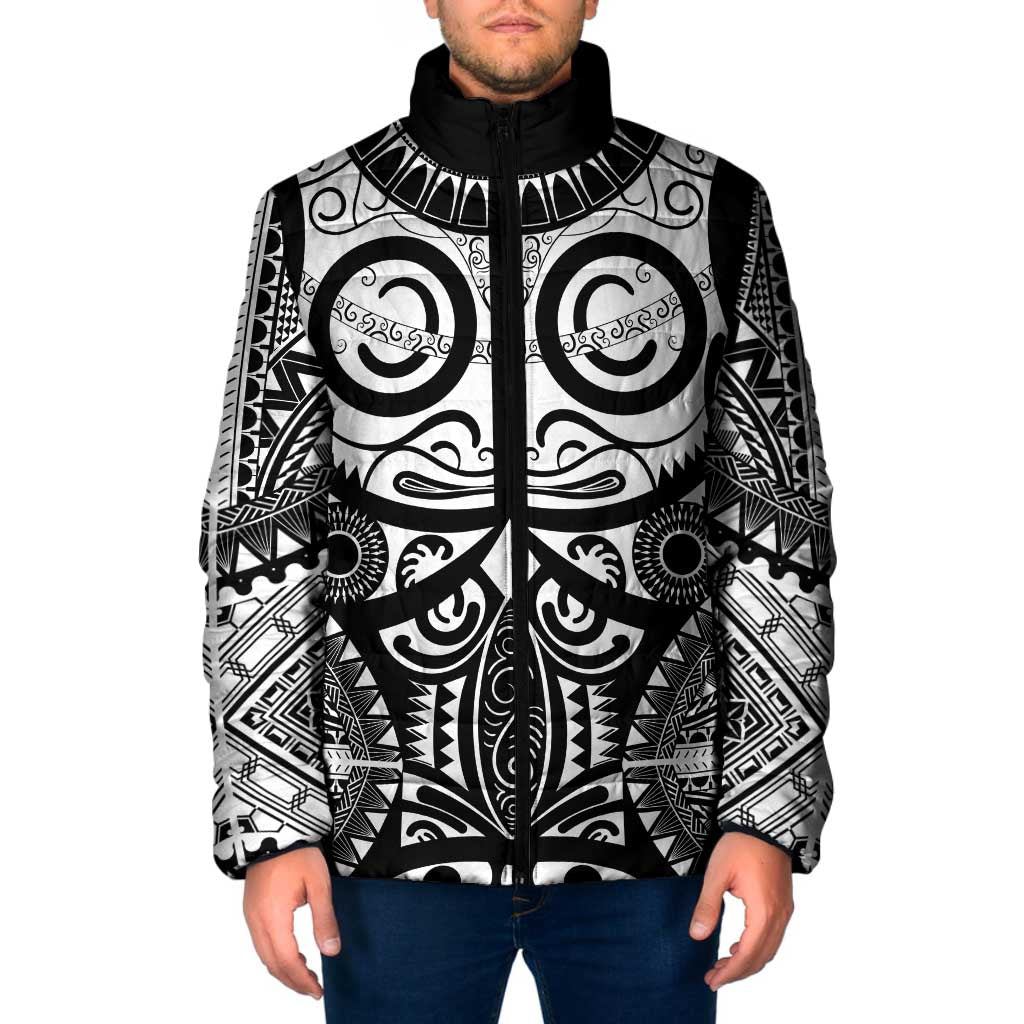 Marquesas Islands Padded Jacket Marquesan Tattoo Black White Color LT14 Men Black - Polynesian Pride