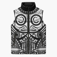 Marquesas Islands Sleeveless Puffer Jacket Marquesan Tattoo Black White Color LT14 Unisex Black - Polynesian Pride