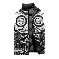 Marquesas Islands Sleeveless Puffer Jacket Marquesan Tattoo Black White Color LT14 - Polynesian Pride