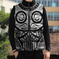 Marquesas Islands Sleeveless Puffer Jacket Marquesan Tattoo Black White Color LT14 - Polynesian Pride