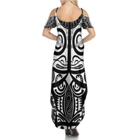 Marquesas Islands Summer Maxi Dress Marquesan Tattoo Black White Color LT14 - Polynesian Pride