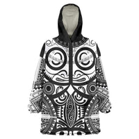 Marquesas Islands Wearable Blanket Hoodie Marquesan Tattoo Black White Color LT14 One Size Black - Polynesian Pride
