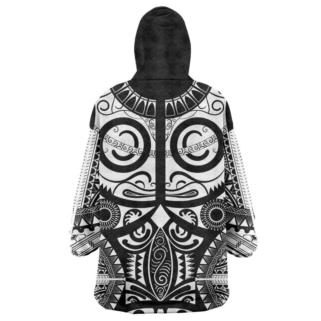 Marquesas Islands Wearable Blanket Hoodie Marquesan Tattoo Black White Color LT14 - Polynesian Pride