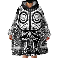 Marquesas Islands Wearable Blanket Hoodie Marquesan Tattoo Black White Color LT14 - Polynesian Pride