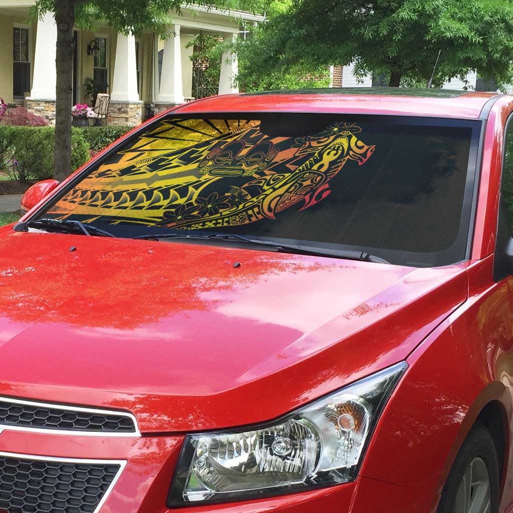 Gradient Marquesas Islands Auto Sun Shade Marquesan Matatiki Hammerhead Shark Patutiki LT14 - Polynesian Pride