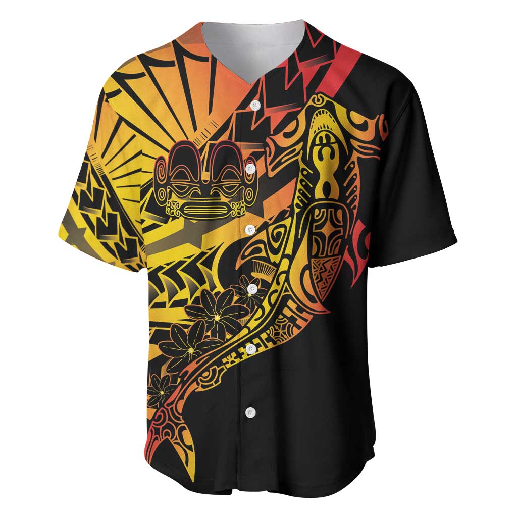 Gradient Marquesas Islands Baseball Jersey Marquesan Matatiki Hammerhead Shark Patutiki LT14 Yellow - Polynesian Pride