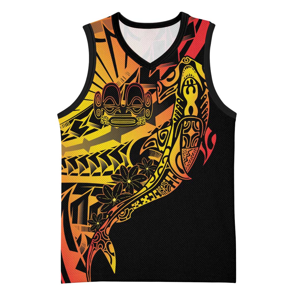 Gradient Marquesas Islands Basketball Jersey Marquesan Matatiki Hammerhead Shark Patutiki LT14 Unisex Yellow - Polynesian Pride