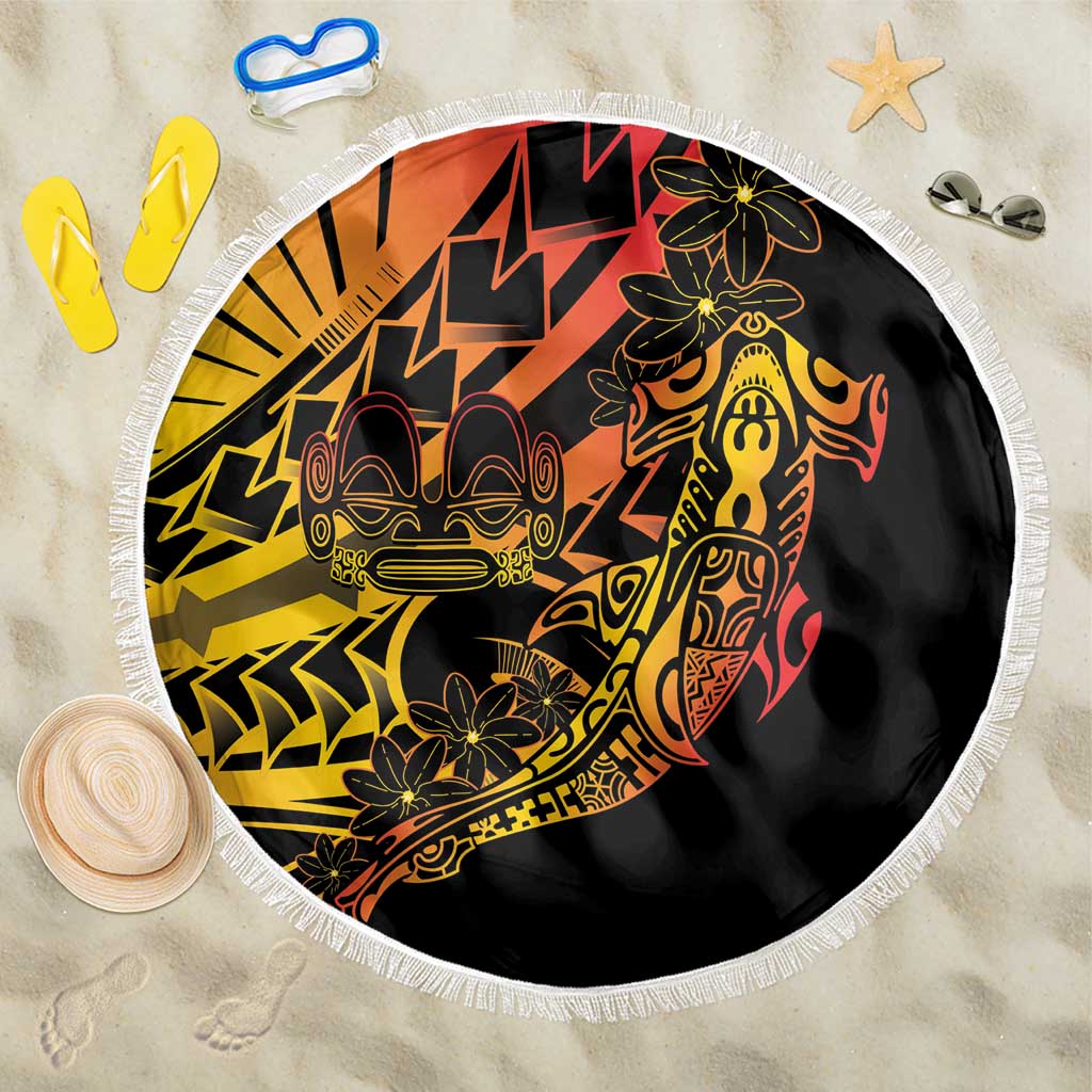 Gradient Marquesas Islands Beach Blanket Marquesan Matatiki Hammerhead Shark Patutiki LT14 One Size 150cm Yellow - Polynesian Pride