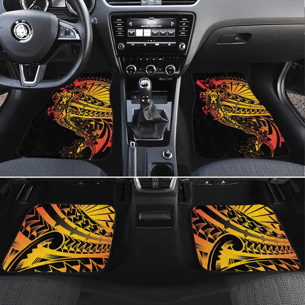Gradient Marquesas Islands Car Mats Marquesan Matatiki Hammerhead Shark Patutiki LT14 Set 4pcs Yellow - Polynesian Pride