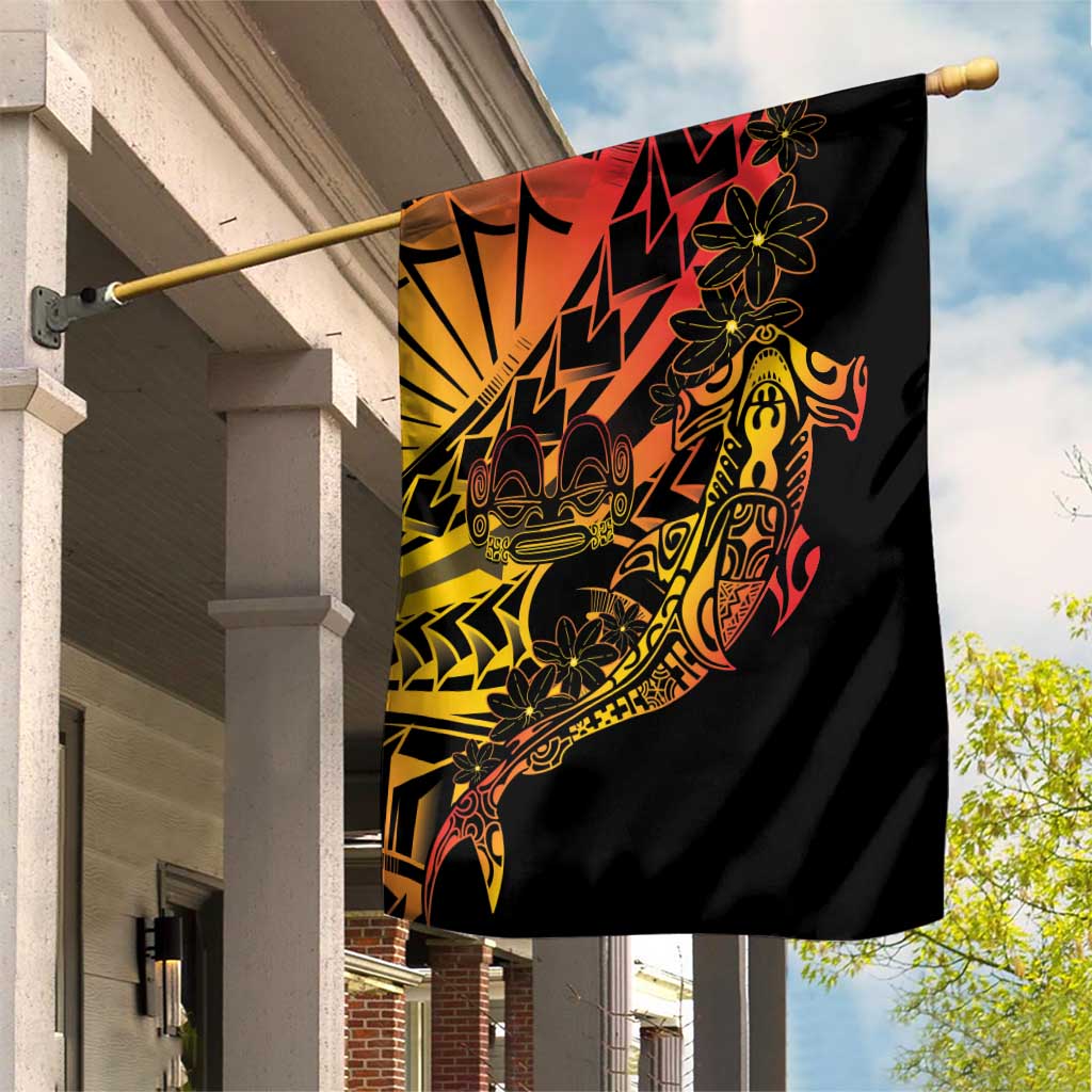 Gradient Marquesas Islands Garden Flag Marquesan Matatiki Hammerhead Shark Patutiki LT14 House Flag Yellow - Polynesian Pride