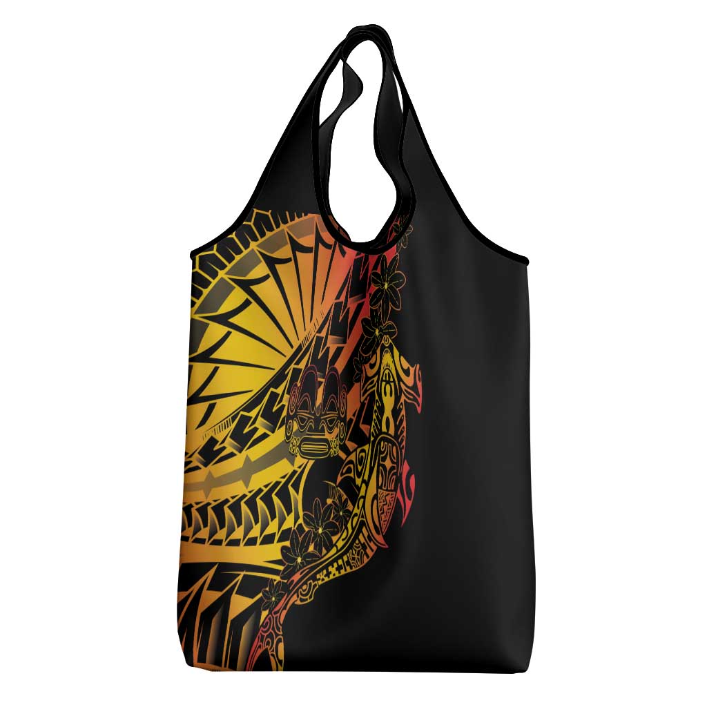 Gradient Marquesas Islands Grocery Bag Marquesan Matatiki Hammerhead Shark Patutiki LT14 - Polynesian Pride