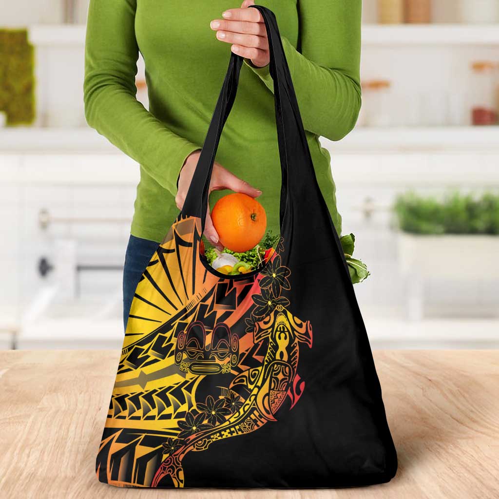 Gradient Marquesas Islands Grocery Bag Marquesan Matatiki Hammerhead Shark Patutiki LT14 - Polynesian Pride