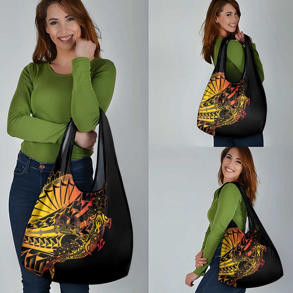 Gradient Marquesas Islands Grocery Bag Marquesan Matatiki Hammerhead Shark Patutiki LT14 - Polynesian Pride