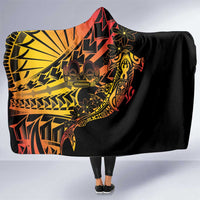 Gradient Marquesas Islands Hooded Blanket Marquesan Matatiki Hammerhead Shark Patutiki LT14 One Size Yellow - Polynesian Pride