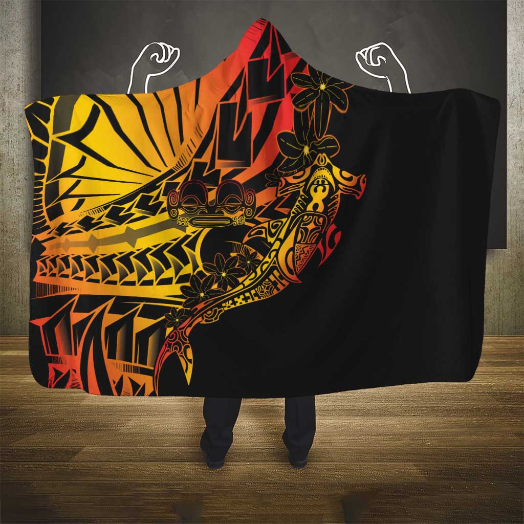 Gradient Marquesas Islands Hooded Blanket Marquesan Matatiki Hammerhead Shark Patutiki LT14 - Polynesian Pride