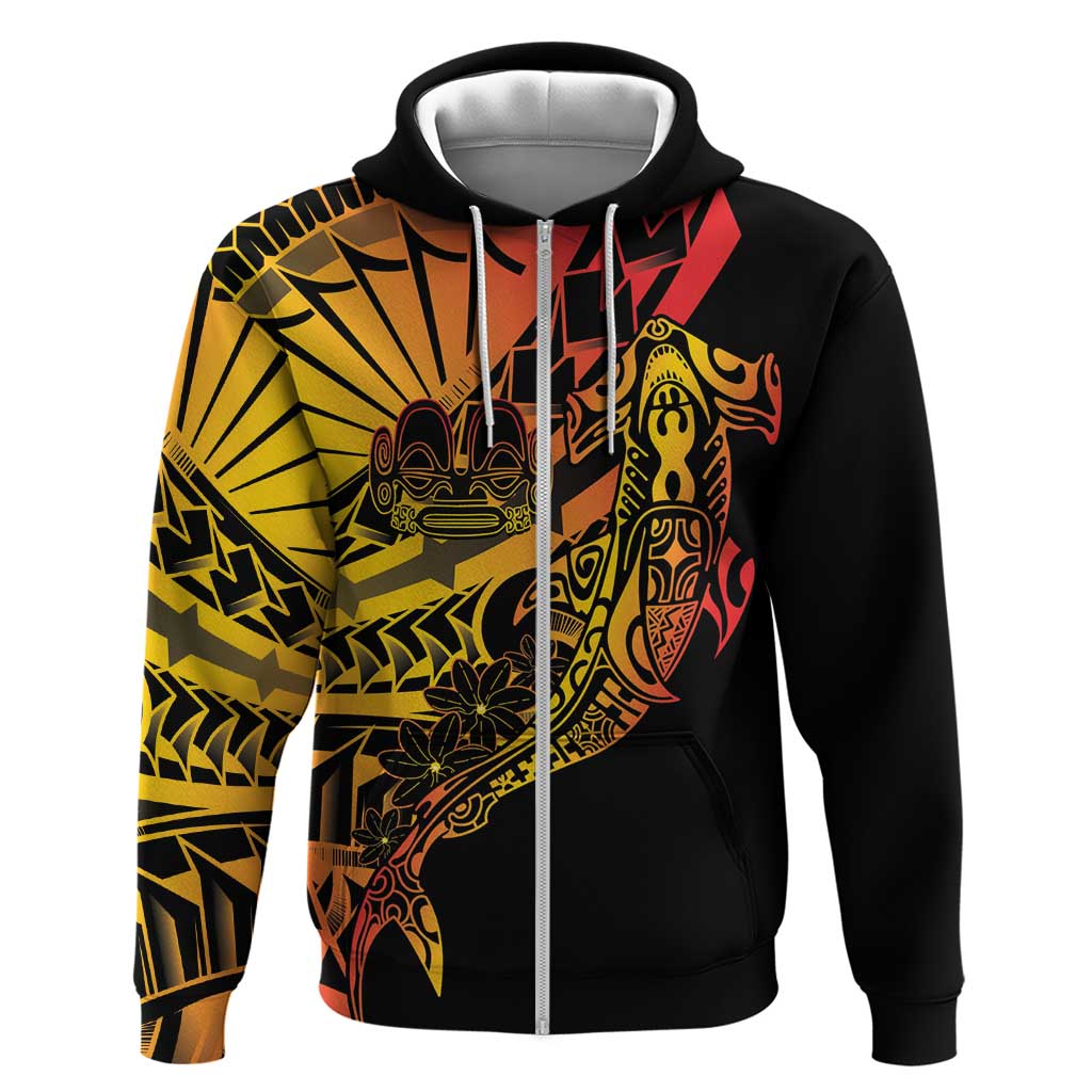 Gradient Marquesas Islands Hoodie Marquesan Matatiki Hammerhead Shark Patutiki LT14 Zip Hoodie Yellow - Polynesian Pride