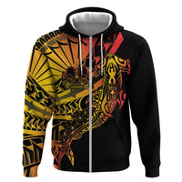 Gradient Marquesas Islands Hoodie Marquesan Matatiki Hammerhead Shark Patutiki LT14 Zip Hoodie Yellow - Polynesian Pride
