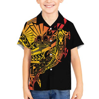 Gradient Marquesas Islands Kid Hawaiian Shirt Marquesan Matatiki Hammerhead Shark Patutiki LT14 Kid Yellow - Polynesian Pride