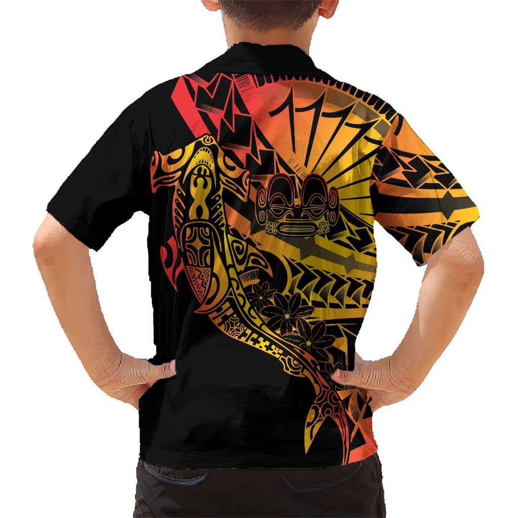 Gradient Marquesas Islands Kid Hawaiian Shirt Marquesan Matatiki Hammerhead Shark Patutiki LT14 - Polynesian Pride