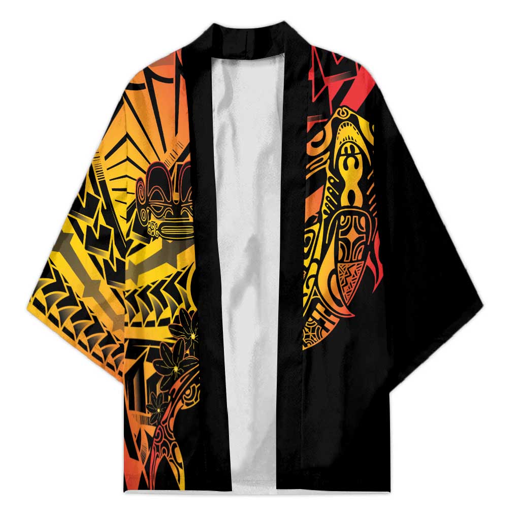 Gradient Marquesas Islands Kimono Marquesan Matatiki Hammerhead Shark Patutiki LT14 Unisex Yellow - Polynesian Pride