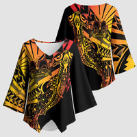 Gradient Marquesas Islands Kimono Sleeve Blouse Marquesan Matatiki Hammerhead Shark Patutiki LT14 - Polynesian Pride