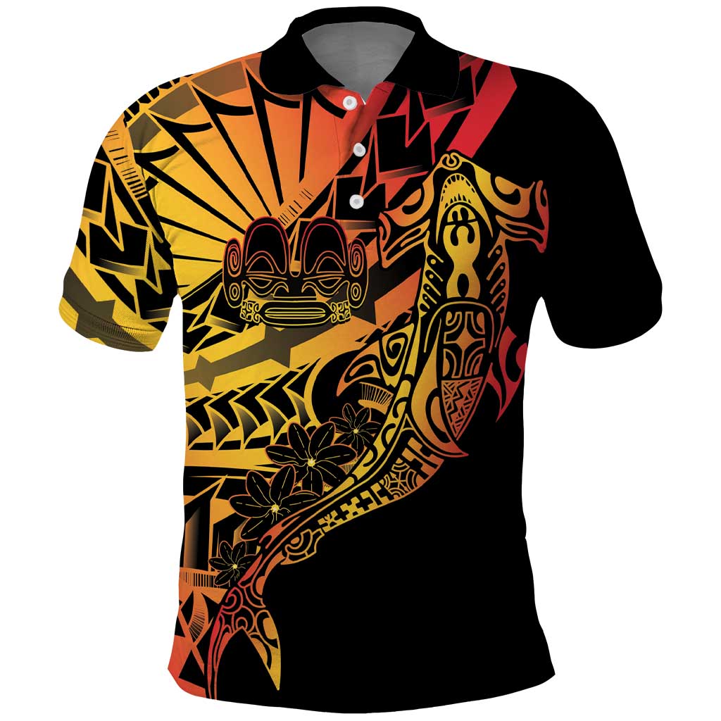 Gradient Marquesas Islands Polo Shirt Marquesan Matatiki Hammerhead Shark Patutiki LT14 Yellow - Polynesian Pride