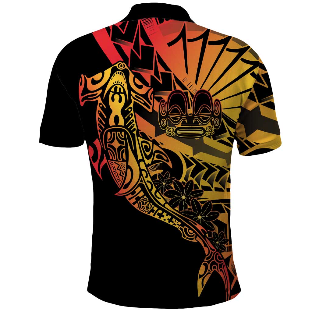 Gradient Marquesas Islands Polo Shirt Marquesan Matatiki Hammerhead Shark Patutiki LT14 - Polynesian Pride