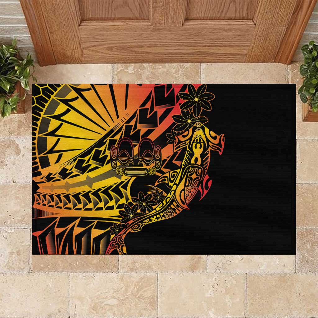 Gradient Marquesas Islands Rubber Doormat Marquesan Matatiki Hammerhead Shark Patutiki LT14 Yellow - Polynesian Pride