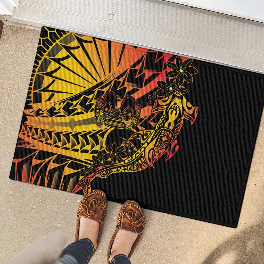 Gradient Marquesas Islands Rubber Doormat Marquesan Matatiki Hammerhead Shark Patutiki LT14 - Polynesian Pride