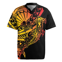 Gradient Marquesas Islands Rugby Jersey Marquesan Matatiki Hammerhead Shark Patutiki LT14 Yellow - Polynesian Pride