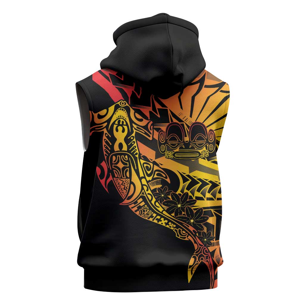 Gradient Marquesas Islands Sleeveless Hoodie Marquesan Matatiki Hammerhead Shark Patutiki LT14 - Polynesian Pride