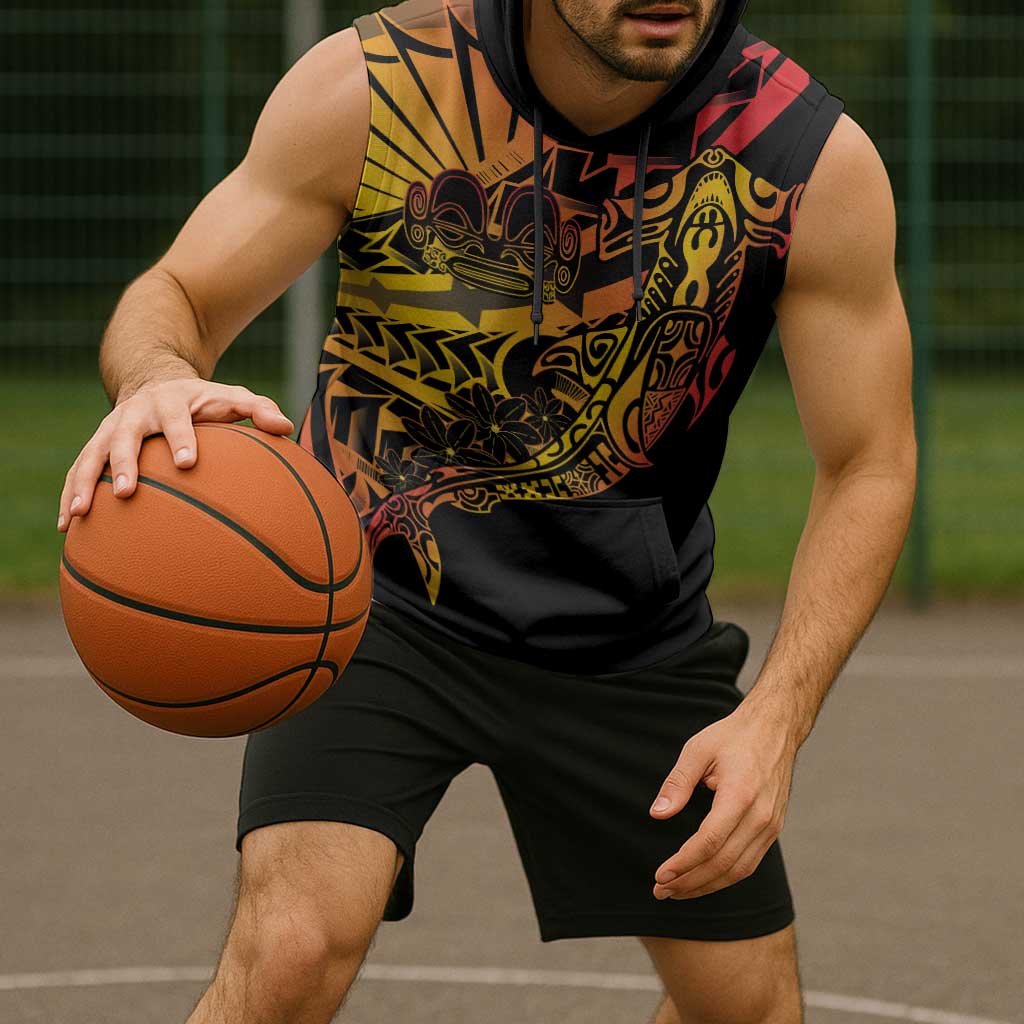 Gradient Marquesas Islands Sleeveless Hoodie Marquesan Matatiki Hammerhead Shark Patutiki LT14 - Polynesian Pride