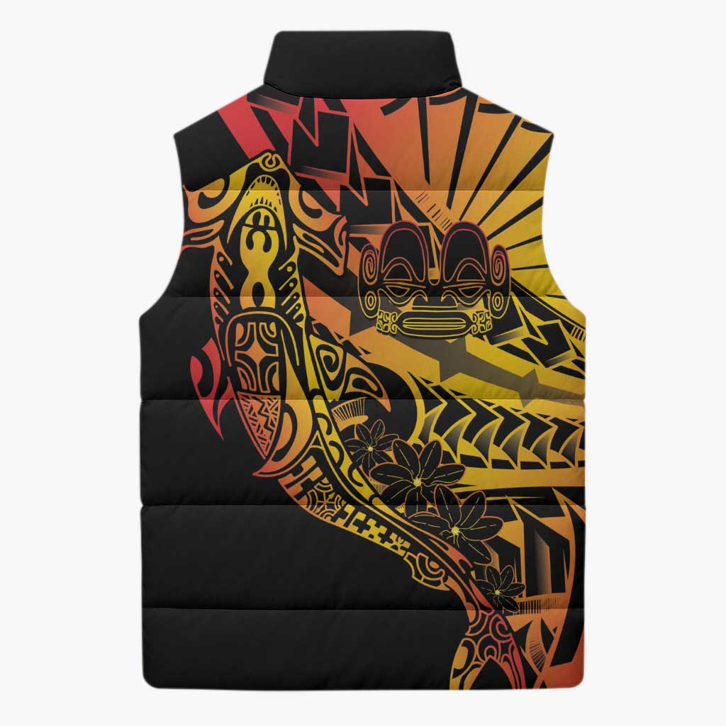 Gradient Marquesas Islands Sleeveless Puffer Jacket Marquesan Matatiki Hammerhead Shark Patutiki LT14 - Polynesian Pride