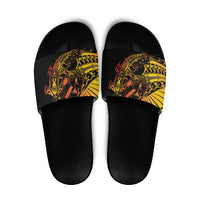 Gradient Marquesas Islands Slide Sandals Marquesan Matatiki Hammerhead Shark Patutiki LT14 Yellow - Polynesian Pride
