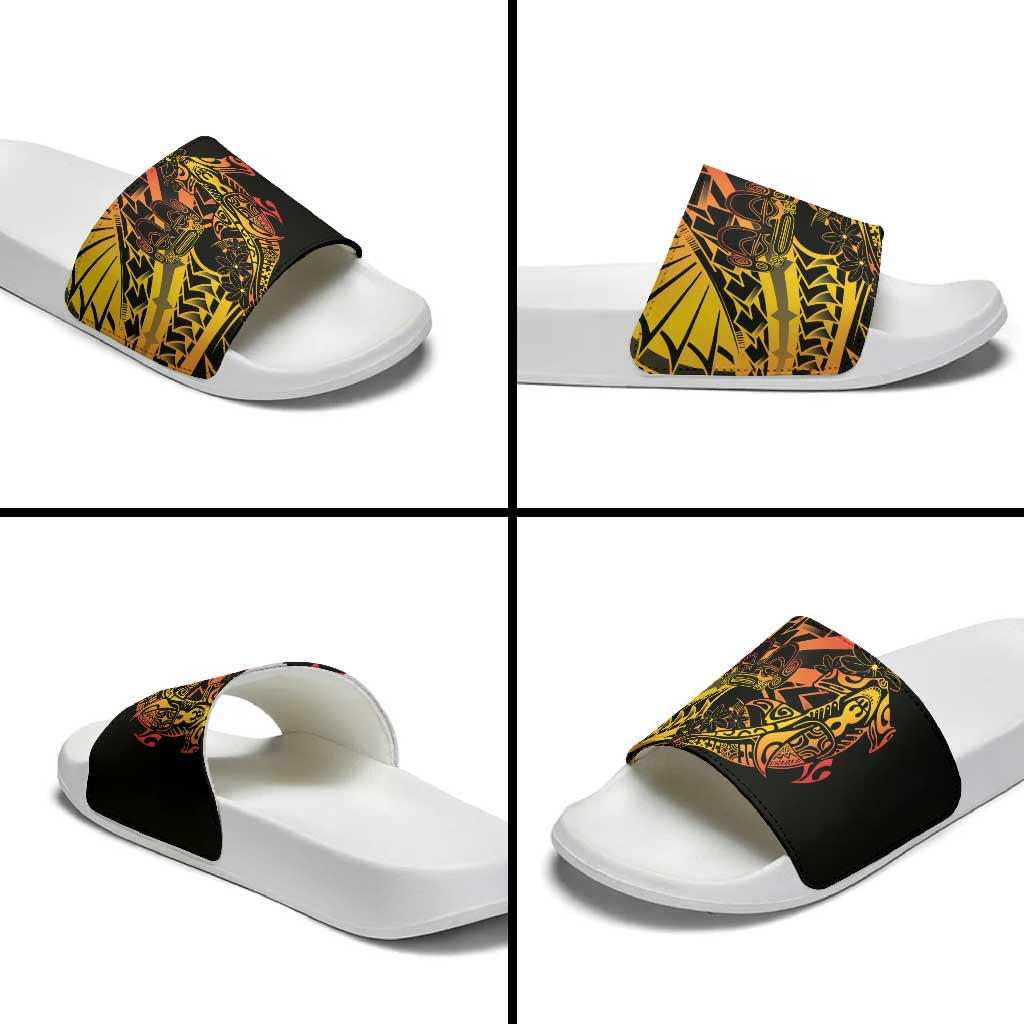 Gradient Marquesas Islands Slide Sandals Marquesan Matatiki Hammerhead Shark Patutiki LT14 - Polynesian Pride
