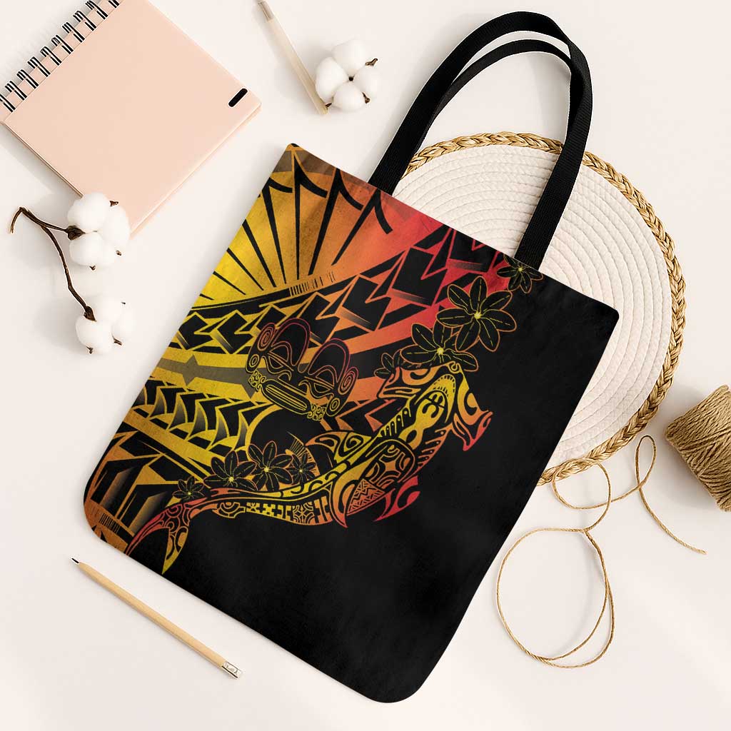 Gradient Marquesas Islands Tote Bag Marquesan Matatiki Hammerhead Shark Patutiki LT14 Black Strap One Size Yellow - Polynesian Pride