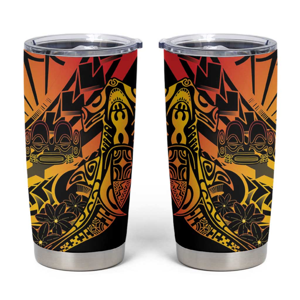 Gradient Marquesas Islands Tumbler Cup Marquesan Matatiki Hammerhead Shark Patutiki LT14 Yellow - Polynesian Pride