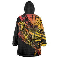 Gradient Marquesas Islands Wearable Blanket Hoodie Marquesan Matatiki Hammerhead Shark Patutiki LT14 - Polynesian Pride