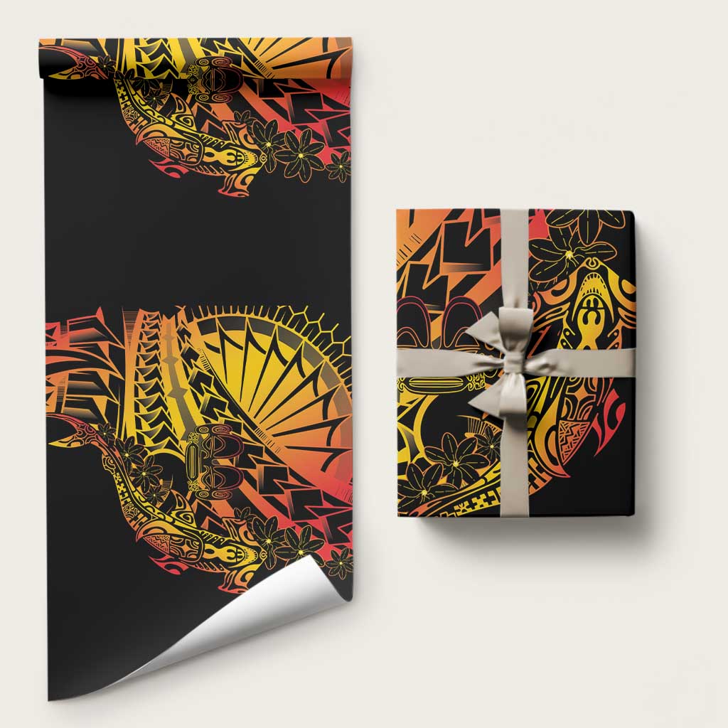 Gradient Marquesas Islands Wrapping Paper Marquesan Matatiki Hammerhead Shark Patutiki LT14 58" × 23" Yellow - Polynesian Pride