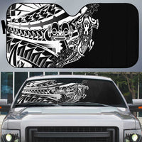 Black White Marquesas Islands Auto Sun Shade Marquesan Matatiki Hammerhead Shark Patutiki LT14 Black - Polynesian Pride