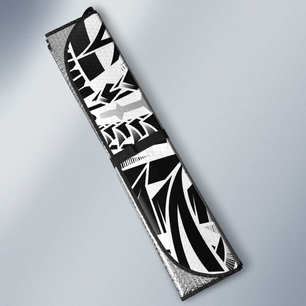 Black White Marquesas Islands Auto Sun Shade Marquesan Matatiki Hammerhead Shark Patutiki LT14 - Polynesian Pride