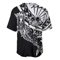 Black White Marquesas Islands Baseball Jersey Marquesan Matatiki Hammerhead Shark Patutiki LT14 - Polynesian Pride