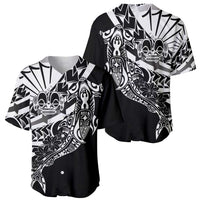 Black White Marquesas Islands Baseball Jersey Marquesan Matatiki Hammerhead Shark Patutiki LT14 - Polynesian Pride